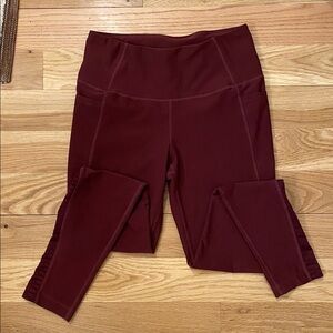Mondetta Maroon Performance & Luxury High Waist Leggings Burgundy Yoga Pants